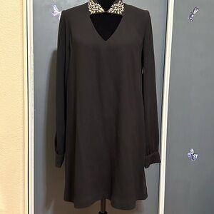 BCBGMaxAzria Irena Black Cocktail Dress XXS Loose Fit Slit Long Sleeve $289